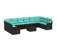 vidaXL Conjunto de sofá de jardín 11 pcs Negro ratán sintético, Sofá Modular para jardín, Mueble Moderno, Set para Exteriores Resistente, Asiento Elegante en terraza