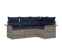 vidaXL Conjunto de sofá de jardín 4 pcs Gris ratán sintético, Sofá Modular Moderno para jardín y terraza, Muebles Resistentes al Sol, Ideal para Primavera y Verano