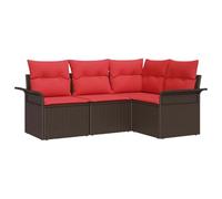 vidaXL Conjunto de sofá de jardín 4 pcs Marrón ratán sintético, Sofá Modular Moderno para jardín y terraza, Muebles Resistentes al Sol, Ideal para Primavera y Verano