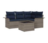 vidaXL Conjunto de sofá de jardín 5 pcs Gris ratán sintético, Sofá Modular Moderno para jardín y terraza, Muebles Resistentes al Sol, Ideal para Primavera y Verano