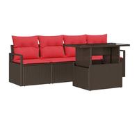 vidaXL Conjunto de sofá de jardín 5 pcs Marrón Poliratán, Muebles Modernos para jardín y terraza, sofá de Ratan Elegante, sofá Patio a Prueba de Clima, Ideal para Relajarse