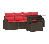 vidaXL Conjunto de sofá de jardín 5 pcs Marrón ratán sintético, Set Modular Outdoor para jardín y terraza, Ligero y Resistente al Sol, cómodo Lounge con Mesa Ajustable