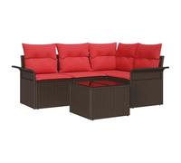 vidaXL Conjunto de sofá de jardín 5 pcs Marrón ratán sintético, Sofá Modular Moderno para jardín y terraza, Muebles Resistentes al Sol, Ideal para Primavera y Verano