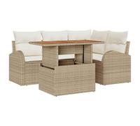 vidaXL Conjunto de sofá de jardín 5 pcs Beige Poliratán, Sofá Moderno para jardín y terraza, Muebles Resistentes al Sol, cómodo Lounge para el Patio