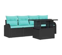 vidaXL Conjunto de sofá de jardín 5 uds. Negro Rattan de Poliéster | Opciones flexibles que se adaptan a cualquier espacio, Hecho con materiales de calidad para una vibra única,
