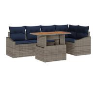 vidaXL Conjunto de sofá de jardín 6 pcs Gris Poliratán, Jardín y terraza, sofá Modular para Exteriores, Resistente al Clima, Set Elegante para Relajarse