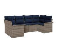 vidaXL Conjunto de sofá de jardín 6 pcs Gris Poliratán, Set de Lounge Modular para jardín y terraza, Muebles Resistentes a UV, Asientos cómodos y Flexibles