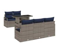 vidaXL Conjunto de sofá de jardín 6 pcs Gris ratán sintético, Muebles Rectangulares Modernos para Jardín y Terraza, Sofás Resistentes al Sol, Set de Patio Cómodo