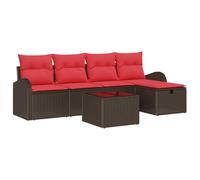vidaXL Conjunto de sofá de jardín 6 pcs Marrón ratán sintético, Mobiliario de jardín y terraza, sofá Moderno, Asiento Modular Resistente, Ligero y con Compartimentos de Almacenamiento