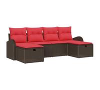 vidaXL Conjunto de sofá de jardín 6 pcs Marrón ratán sintético, Muebles Modernos para jardín y terraza, sofá seccional UV-Resistente, con Compartimentos de Almacenamiento