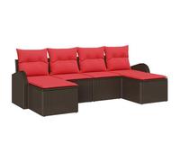 vidaXL Conjunto de sofá de jardín 6 pcs Marrón Rattan de Poliéster, Sofá Modular Moderno para jardín y terraza, Muebles de Lounge Exteriores, sofá de rattán Resistente UV