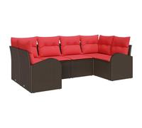 vidaXL Conjunto de sofá de jardín 6 pcs Marrón Rattan de Poliéster, Sofá Modular para Exterior, Lounge de jardín y terraza, diseño de ratán sintético, ¡Comfi y Fresco
