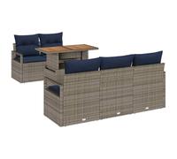 vidaXL Conjunto de sofá de jardín 6 uds. 5-Número de plazas | Hecho de mimbre sintético resistente, Opciones de configuración flexibles, Tela de poliéster resistente al clima