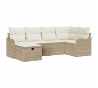 vidaXL Conjunto de sofá de jardín con cojín 6 pcs Beige y Crema, Juego de Sofás para Jardín y Terraza, Diseño Moderno, Muebles Resistentes al Sol, Asientos Cómodos, Cojines Desmontables