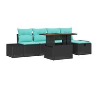 vidaXL Conjunto de sofá de jardín 6 uds. Negro ratán sintético