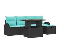 vidaXL Conjunto de sofá de jardín 6 uds. Negro ratán sintético