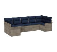 vidaXL Conjunto de sofá de jardín 7 pcs Gris Poliratán, Sofá Modular Moderno para jardín y terraza, Muebles Resistentes al Sol, Espacios sociales