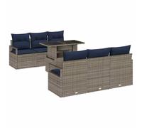 vidaXL Conjunto de sofá de jardín 7 pcs Gris ratán sintético, Mobiliario de Jardín y Terraza, Sofá Modular Resistente, Conjunto Rectangular para Relajarse al Aire Libre