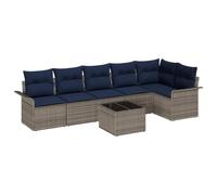 vidaXL Conjunto de sofá de jardín 7 pcs Gris ratán sintético, Muebles modulares para jardín y terraza, sofá Durable y Resistente a UV, Ideal para Exteriores y Patios