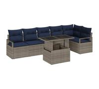 vidaXL Conjunto de sofá de jardín 7 pcs Gris y Azul Marino, Conjunto de Sofás para Jardín y Terraza, Módulo Exterior, Materiales Resistentes, Asientos para Patio, Todo En Uno