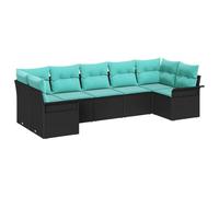 vidaXL Conjunto de sofá de jardín 7 pcs Negro Poliratán, Conjunto de Sofás para Jardín y Terraza, Lounge Moderno, Asientos Modulares y Duraderos, Resistentes a UV