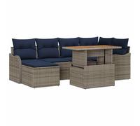 vidaXL Conjunto de sofá de jardín 7 uds. Gris y Azul Marino | Cámbialo para que se ajuste a tu estilo, Perfecto para usar afuera todo el año, Ajusta la altura para que sea más cómodo