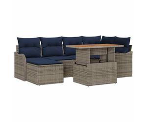 vidaXL Conjunto de sofá de jardín 7 uds. Gris y Azul Marino | Cámbialo para que se ajuste a tu estilo, Perfecto para usar afuera todo el año, Ajusta la altura para que sea más cómodo