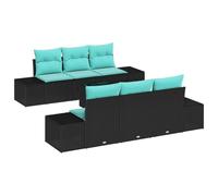 vidaXL Conjunto de sofá de jardín 7 uds. Negro ratán sintético