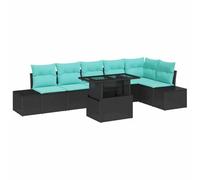 vidaXL Conjunto de sofá de jardín 7 uds. Negro ratán sintético | Disposiciones a tu manera para todos los espacios, hecho con cuidado para un estilo único, un trapo húmedo, y es bueno
