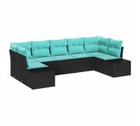 vidaXL Conjunto de sofá de jardín 7 uds. Negro ratán sintético | Se adapta fácil a tu espacio, Ratán duradero, perfecto para exteriores, Cojines de poliéster suaves para relajarte