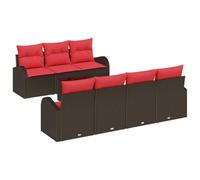 vidaXL Conjunto de sofá de jardín 8 pcs Beige y Rojo ratán sintético, Conjunto de sofá Modular Moderno para jardín y terraza, Resistente al Sol, Ideal para Cualquier Clima