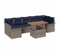 vidaXL Conjunto de sofá de jardín 8 pcs Gris Poliratán, Sofá Modular para Jardín y Terraza, Muebles Resistentes al Sol, Asientos Cómodos para Primavera y Verano