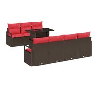 vidaXL Conjunto de sofá de jardín 8 pcs Marrón Poliratán, Sofá Modular Moderno para jardín y terraza, Muebles Exteriores Resistentes al Sol, Grupo de Asientos Funcional