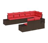 vidaXL Conjunto de sofá de jardín 8 pcs Marrón ratán sintético, Lounge de Jardín y Terraza, Asientos Modulares Modernos, Sofá Seccional Rectangular, Decoración de Verano