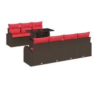 vidaXL Conjunto de sofá de jardín 8 pcs Marrón Rattan de Poliéster, Sofá Moderno para jardín y terraza, Conjunto Modular, sillón Lounge para Exteriores