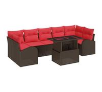 vidaXL Conjunto de sofá de jardín 8 pcs Marrón Rattan de Poliéster, Sofá Modular para jardín y terraza, Mueble Exterior, Conjunto Moderno para Descansar en tu Patio