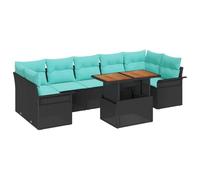 vidaXL Conjunto de sofá de jardín 8 pcs Negro Poliratán, Sofá Modular para Jardín y Terraza, Muebles Resistentes al Sol, Asientos Cómodos para Primavera y Verano