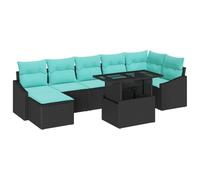 vidaXL Conjunto de sofá de jardín 8 pcs Negro y Azul ratán sintético, Juego de Muebles Exteriores Ligero, Modular y Resistente a UV para jardín y terraza, Moderno y Durable