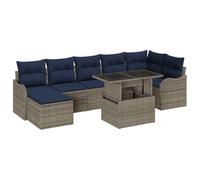 vidaXL Conjunto de sofá de jardín 8 uds. Gris Poliratán | Ideal para reuniones, cabe hasta seis personas para que todos puedan relajarse al aire libre, Hecho con materiales UV y