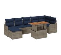 vidaXL Conjunto de sofá de jardín 8 uds. Gris y Azul Marino