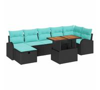 vidaXL Conjunto de sofá de jardín 8 uds. Negro ratán sintético