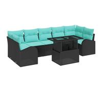 vidaXL Conjunto de sofá de jardín 8 uds. Negro Rattan de Poliéster | Súper fácil de mover, así lo organizas como quieras, Hecho para aguantar el clima con materiales duraderos,