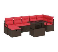 vidaXL Conjunto de sofá de jardín con cojín 8 pcs Marrón Poliratán, Muebles de jardín y terraza, sofá de ratán Moderno, Asientos modulares, Resistentes y con Compartimentos de Almacenamiento