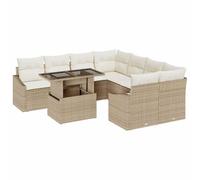 vidaXL Conjunto de sofá de jardín 9 pcs Beige y Crema ratán sintético, Juego de Sofás de Jardín, Sofá Modular Moderno, Ligero y Resistente al UV, Disfrutar al Aire Libre