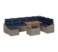 vidaXL Conjunto de sofá de jardín 9 pcs Gris Poliratán, Sofá de jardín Moderno y Duradero, Muebles Outdoor a Prueba de Clima, Opciones de Seating versátiles
