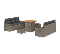 vidaXL Conjunto de sofás de jardín 9 pcs Gris ratán sintético, Muebles de jardín y terraza, sofá Modular Moderno, Ligero y Resistente al Sol, Ideal para Relajarse al Aire Libre