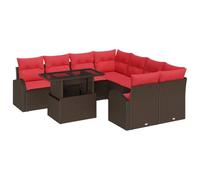 vidaXL Conjunto de sofá de jardín 9 pcs Marrón ratán sintético, Sofá Modular Resistente para jardín y terraza, Ideal para Verano y Primavera, Muebles Exteriores UV-Resistentes
