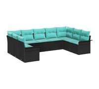 vidaXL Conjunto de sofá de jardín 9 pcs Negro ratán sintético, Sofa Modular para jardín y terraza, Moderno, Resistente al Sol, Ideal para Lounging Este Verano