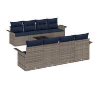 vidaXL Conjunto de sofá de jardín 9 uds. Gris y marino ratán sintético | Diseño Modular: Es fácil de mezclar y adaptar a cualquier espacio exterior.
