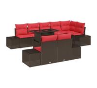 vidaXL Conjunto de sofá de jardín 9 uds. Marrón ratán sintético | Arreglos flexibles para cualquier espacio, Hecho para durar afuera sin problemas, Cojines súper cómodos para que puedas